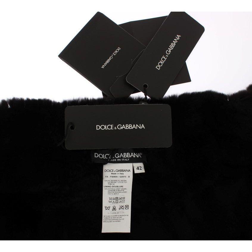 Dolce & Gabbana Silver Sequined Floral Weasel Fur Shoulder Scarf Wrap