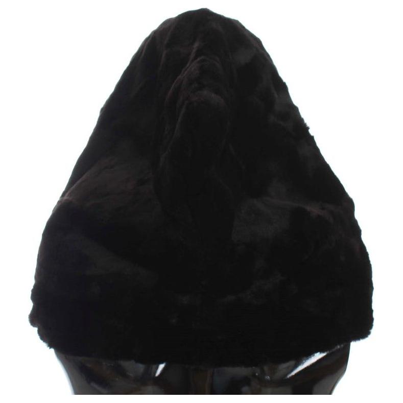 Dolce & Gabbana Chic Black Weasel Fur Hooded Scarf Wrap Hood Scarf Dolce & Gabbana