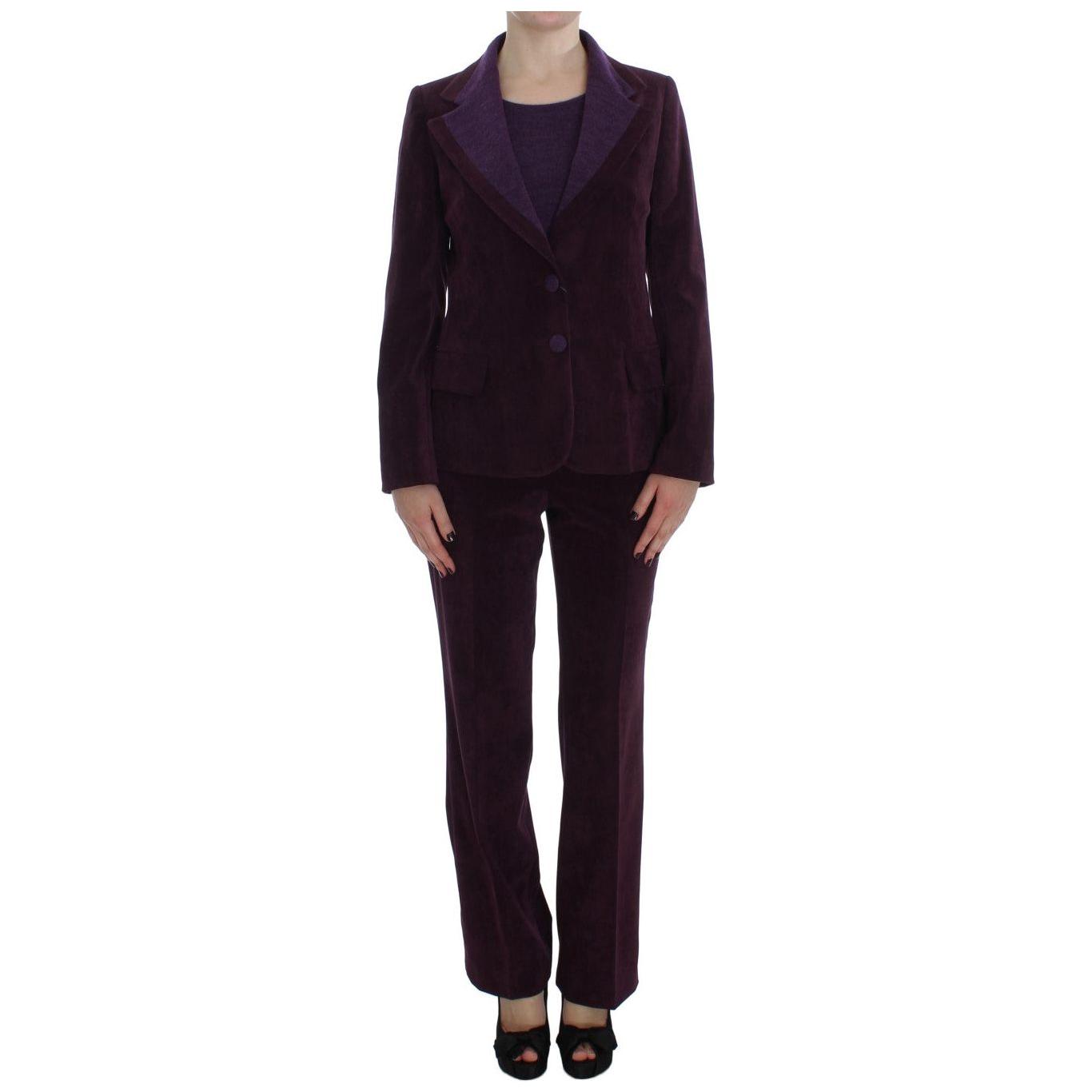 BENCIVENGA Elegant Purple Wool Blend Three Piece Suit Set Suit BENCIVENGA