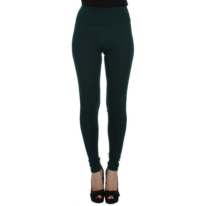 Dolce & Gabbana Green Cashmere Stretch Tights Pants
