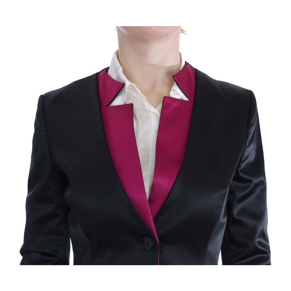 Exte Chic Black and Pink Skirt Suit Ensemble Skirt Suit Exte