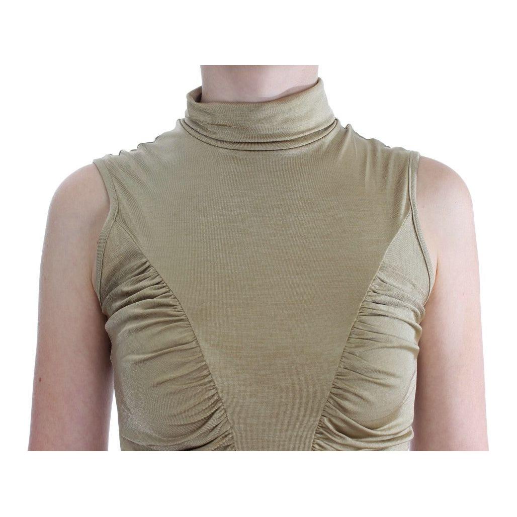 Exte Gold Nylon Turtleneck Top Blouse