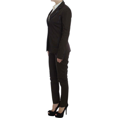 Exte Brown Stretch Two Button Suit