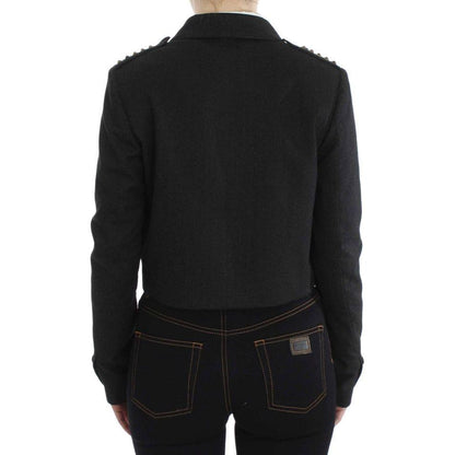 Exte Gray Stretch Gold Studded Short Jacket