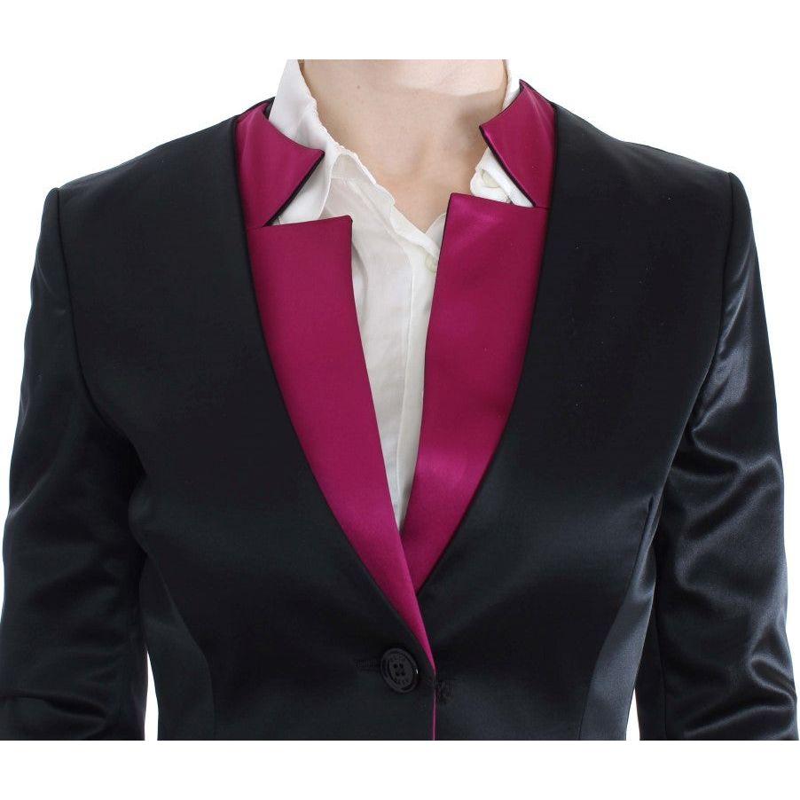 Exte Chic Black and Pink Single-Breasted Blazer Blazer Jacket Exte