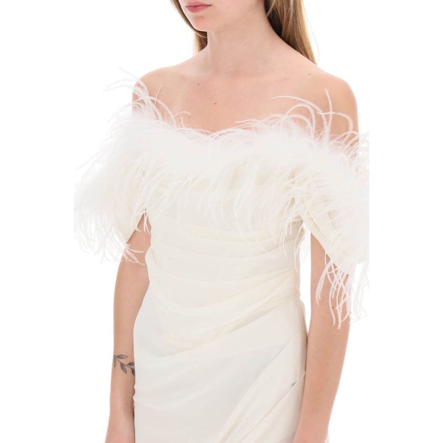 Giuseppe Di Morabito mini dress in poly georgette with feathers Dresses Giuseppe Di Morabito