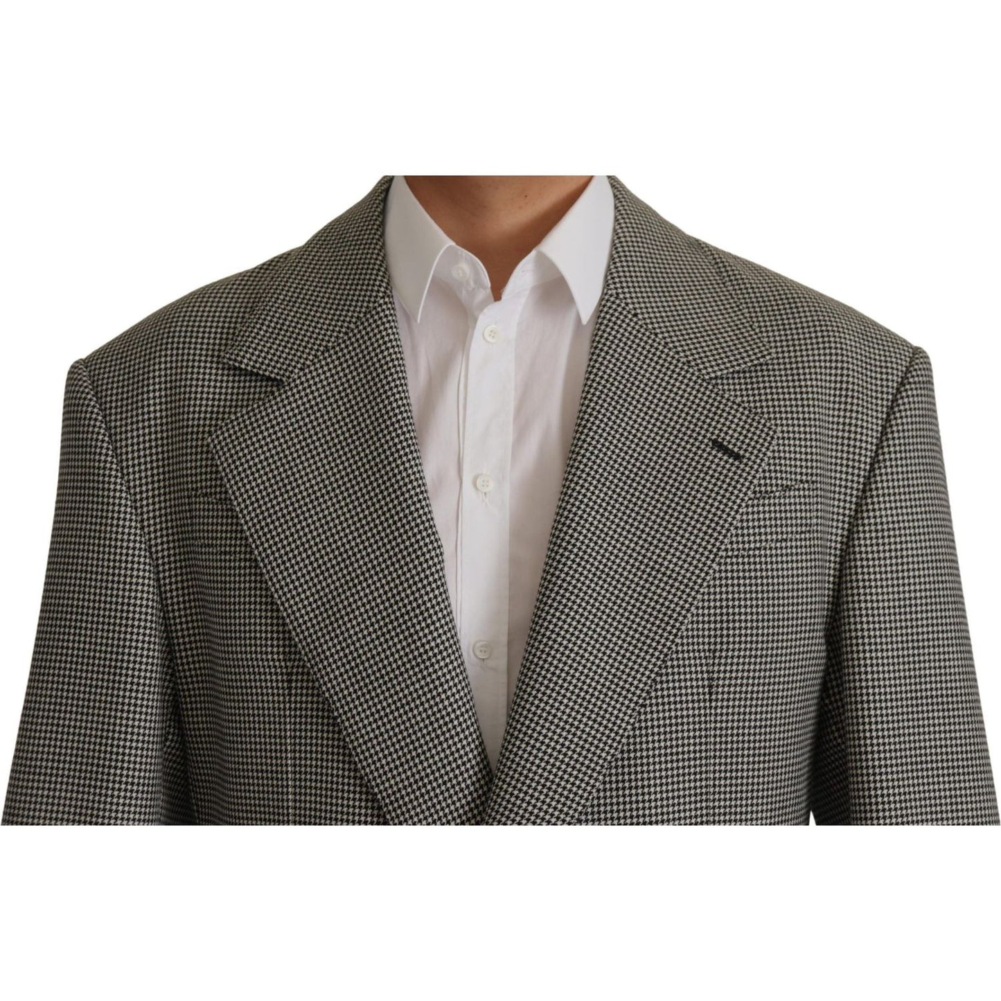 Dolce & Gabbana Gray Checkered Single Breasted Jacket Blazer