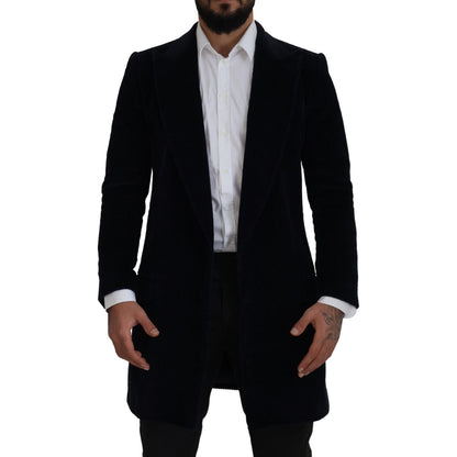 Dolce & Gabbana Black Cotton Cardigan Long Coat Men Jacket