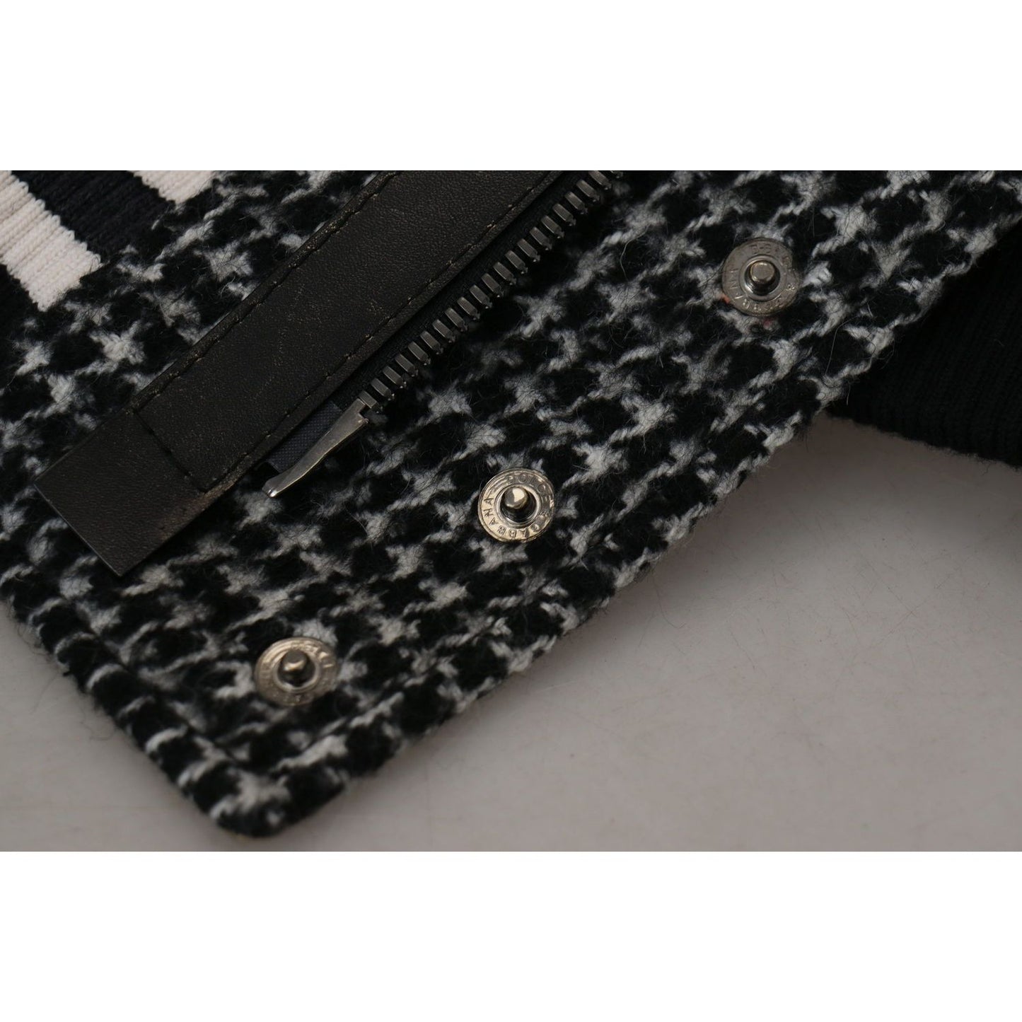 Dolce & Gabbana Dark Gray Houndstooth Polyester Bomber Jacket