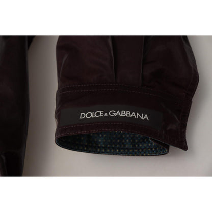 Dolce & Gabbana Bordeaux Nylon Collared Men Coat Jacket