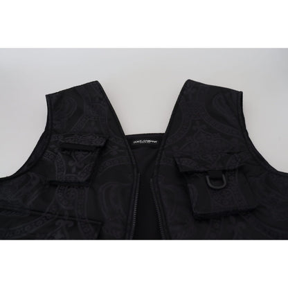 Dolce & Gabbana Black Nylon Full Zip Sleeveless Jacket