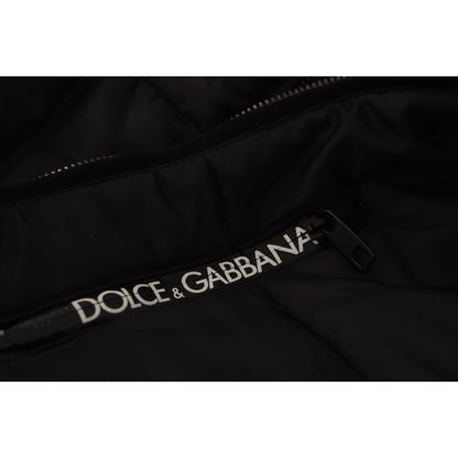 Dolce & Gabbana Black Nylon Hooded Parka Coat Winter Jacket