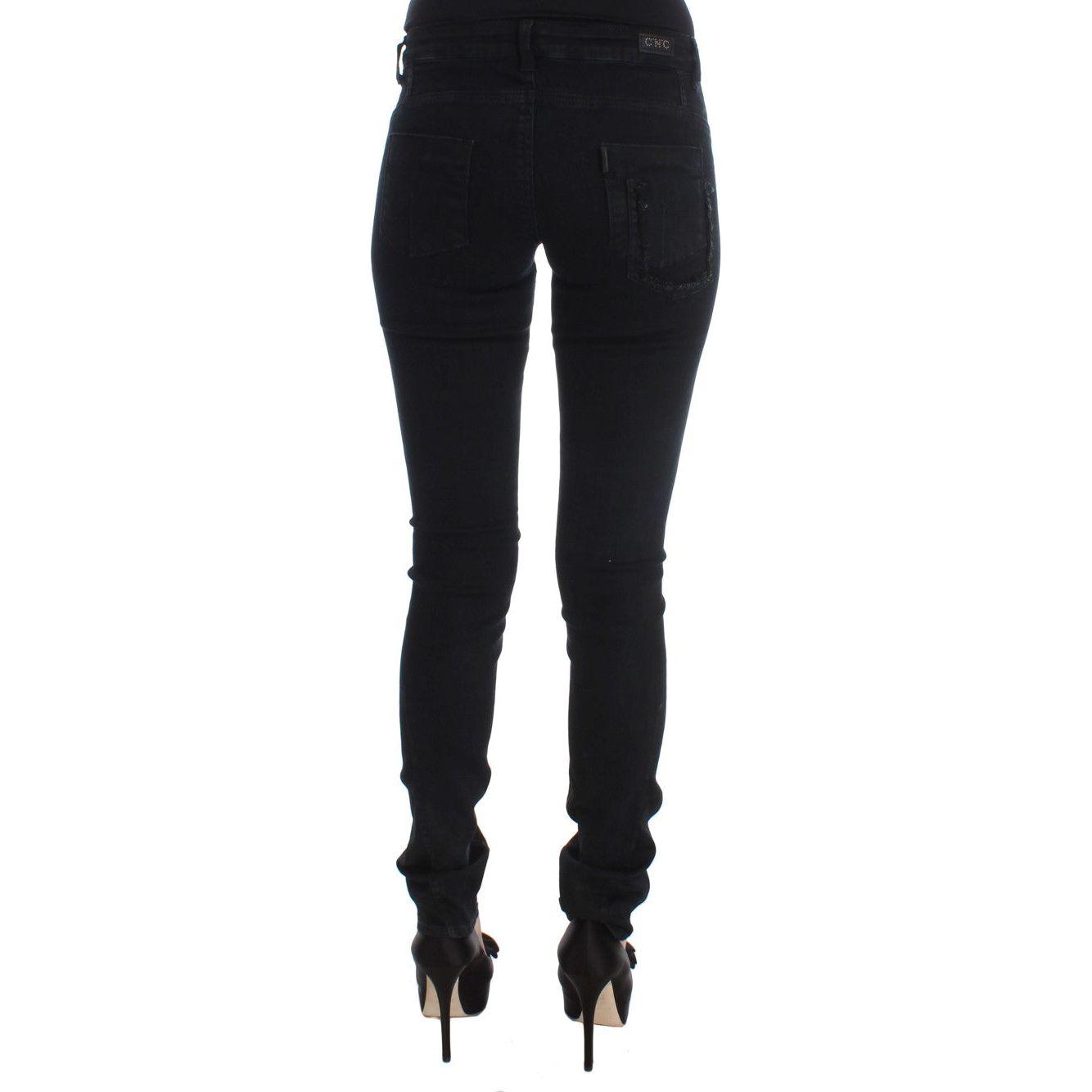 Costume National Sleek Slim Fit Designer Jeans in Classic Black Jeans & Pants Costume National