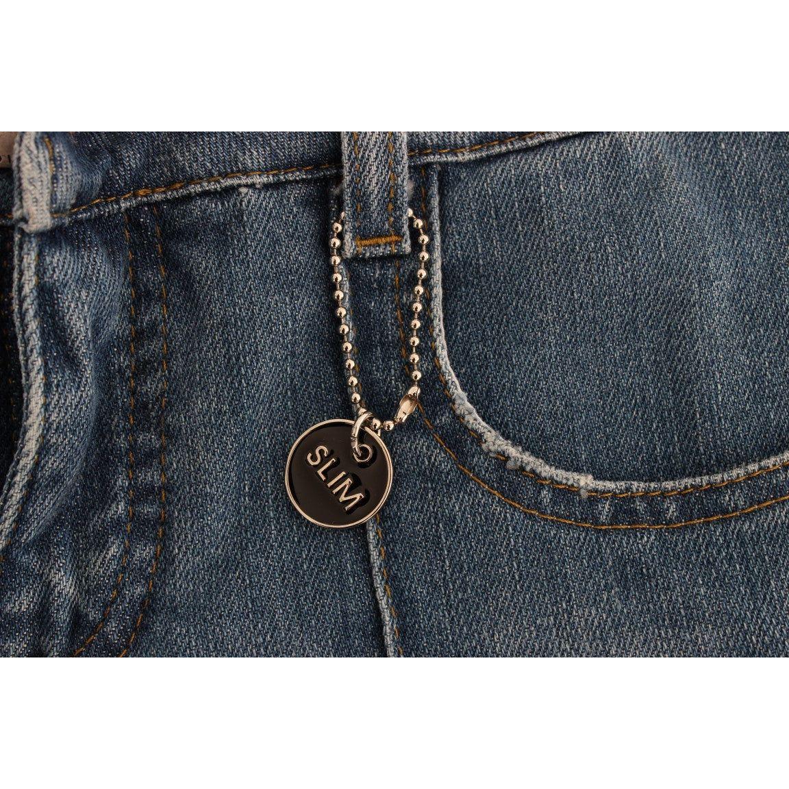 Costume National Blue Cotton Slim Fit Cropped Jeans