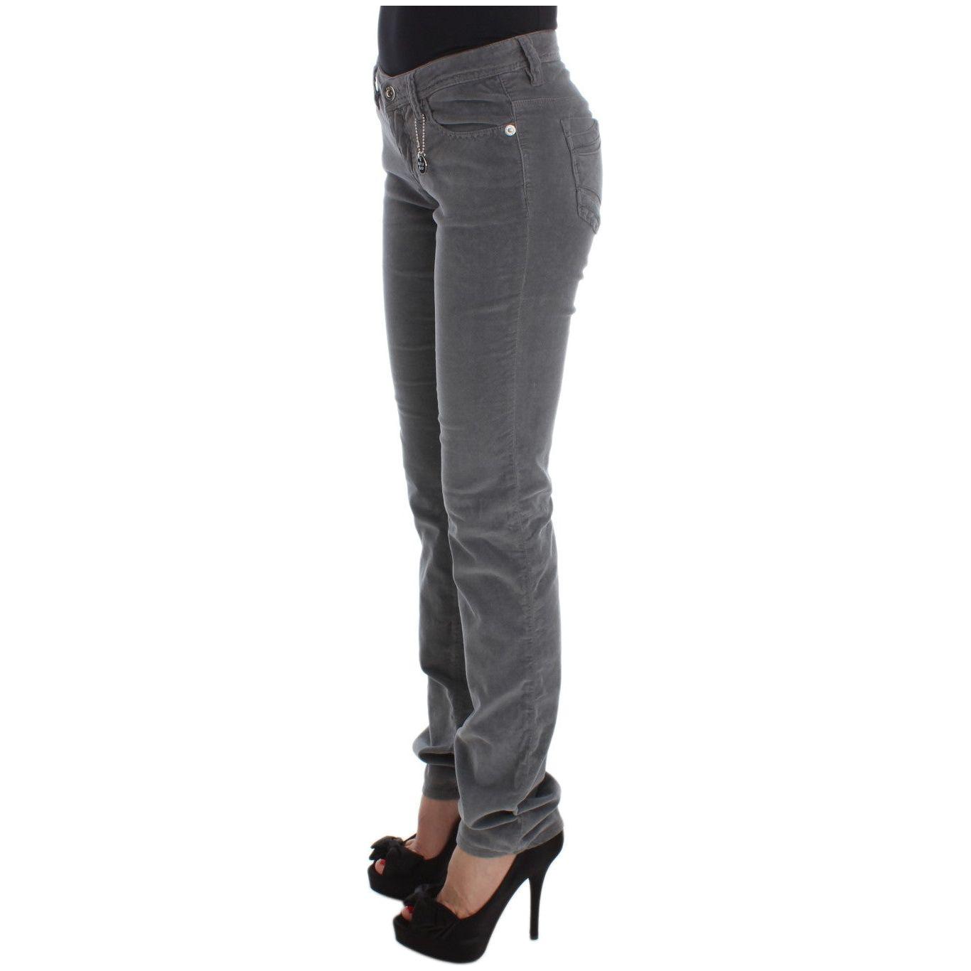 Costume National Gray Cotton Super Slim Corduroys Jeans