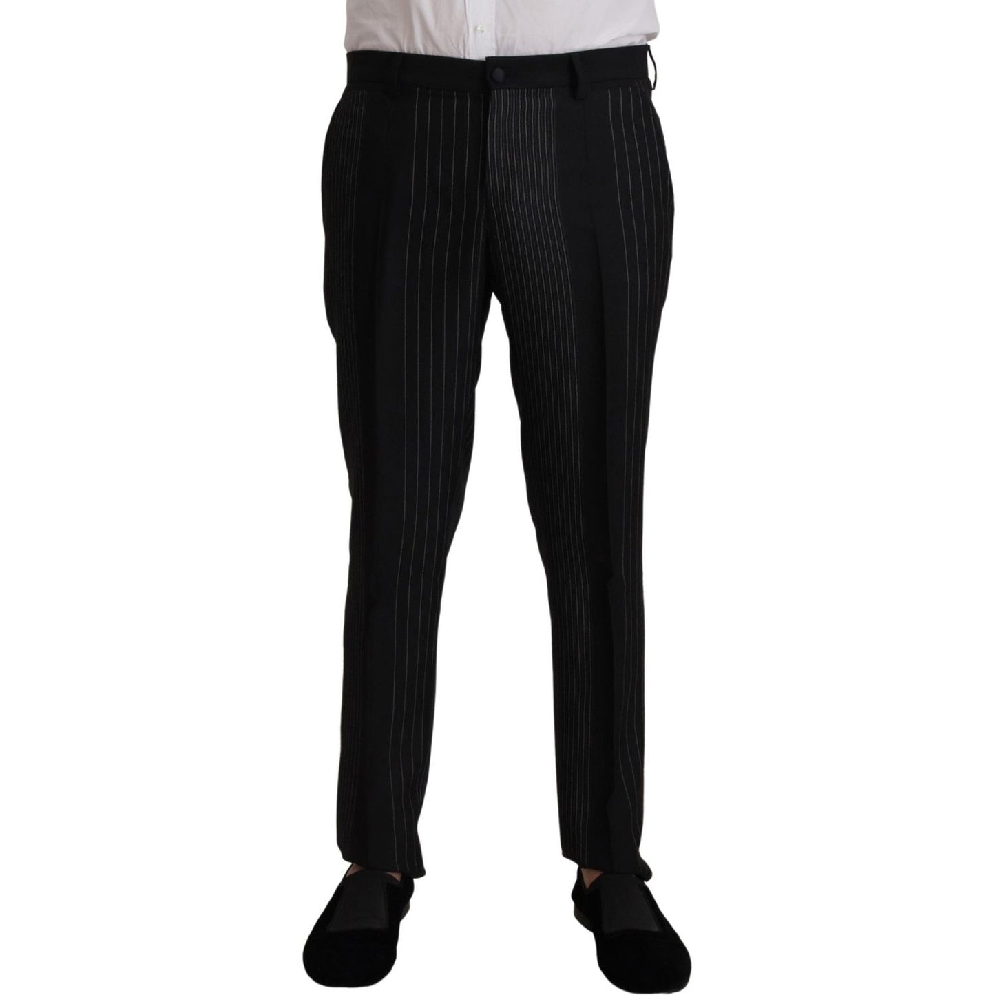 Dolce & Gabbana Elegant Black Striped Slim Fit Two-Piece Suit Dolce & Gabbana