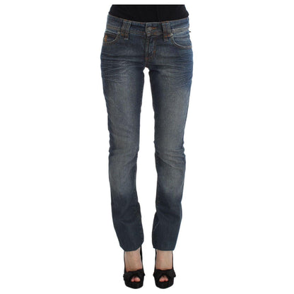 John Galliano Blue Wash Cotton Blend Slim Fit Jeans