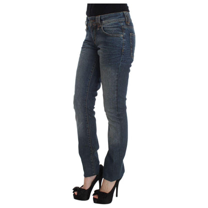 John Galliano Blue Wash Cotton Blend Slim Fit Jeans