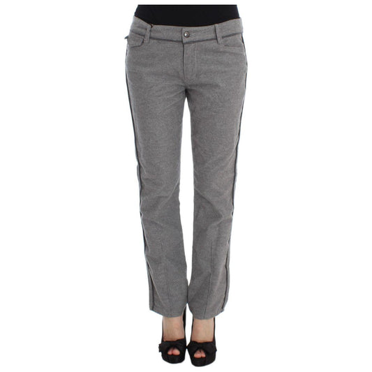 Ermanno Scervino Gray Cotton Straight Fit Casual Pants