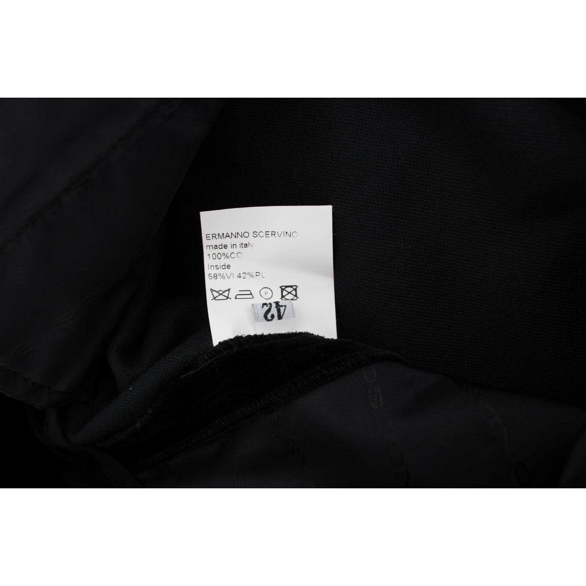 Ermanno Scervino Black Velvet Cotton Straight Legs Pants