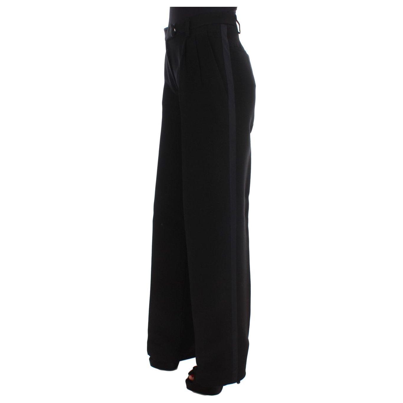 Ermanno Scervino Chic Black Wide Leg Silk Blend Jeans Jeans & Pants Ermanno Scervino