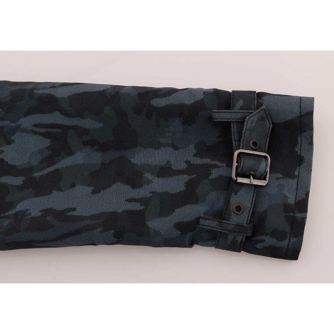 Dolce & Gabbana Blue Camouflage Trench Trench