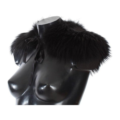 Dolce & Gabbana Black Fox Fur Collar Scarf