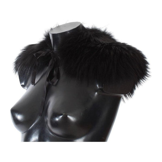 Dolce & Gabbana Black Fox Fur Chic Shoulder Wrap Fur Scarves Dolce & Gabbana