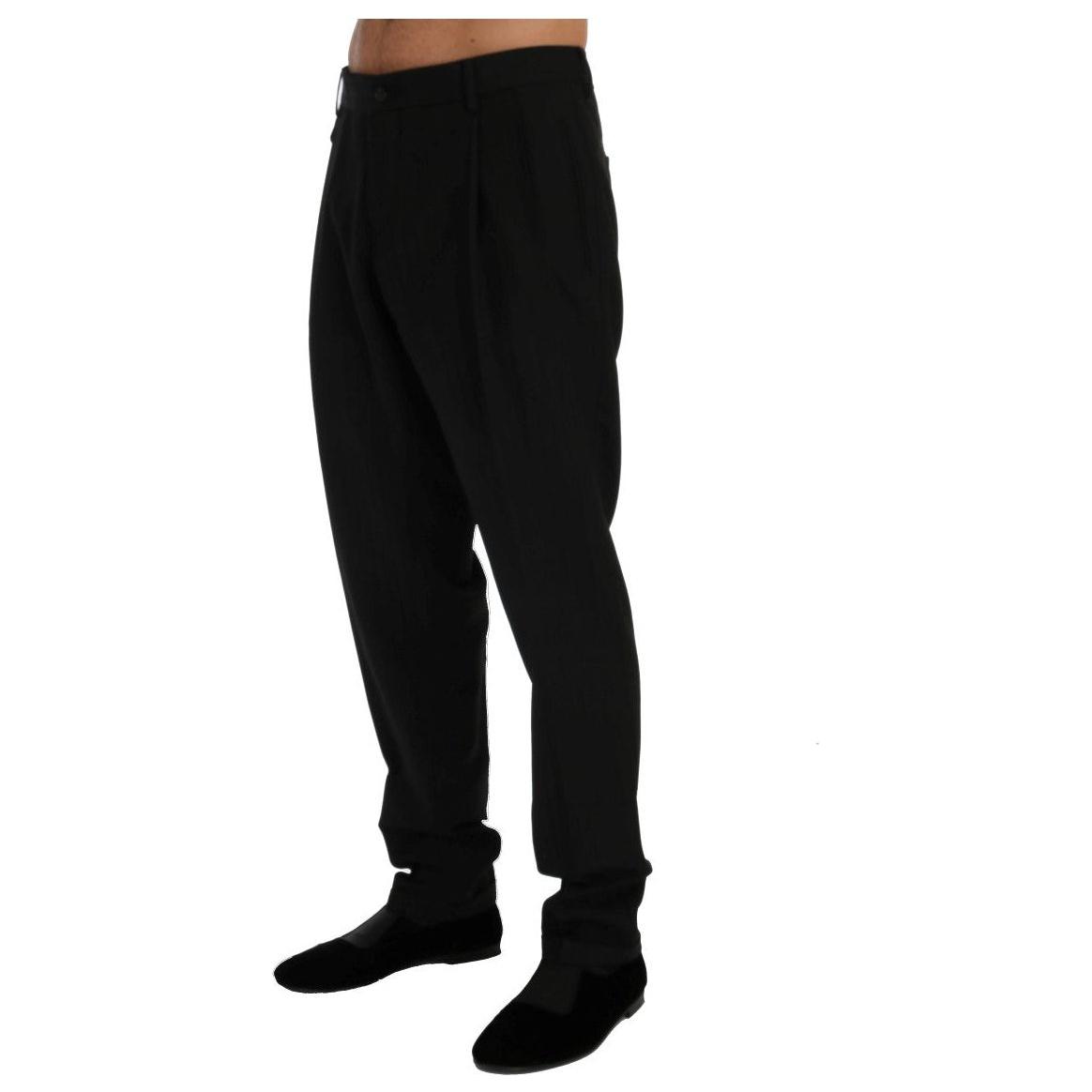Dolce & Gabbana Black Striped Wool Stretch Pants