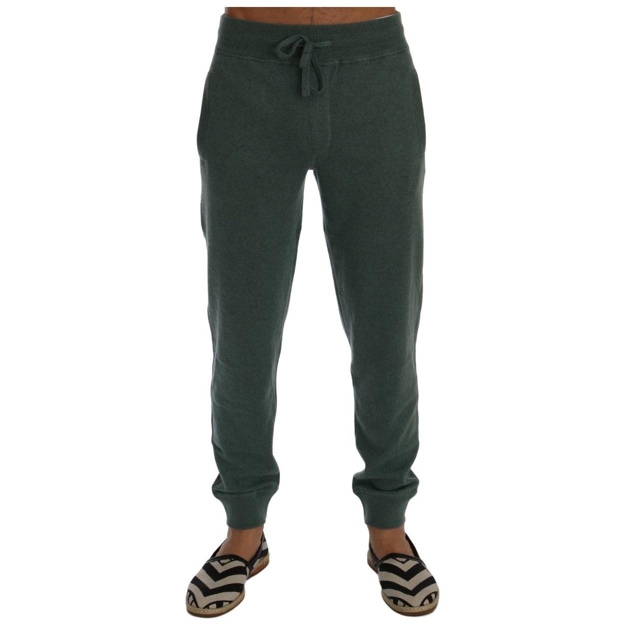 Dolce & Gabbana Elegant Green Cashmere Sport Pants Dolce & Gabbana