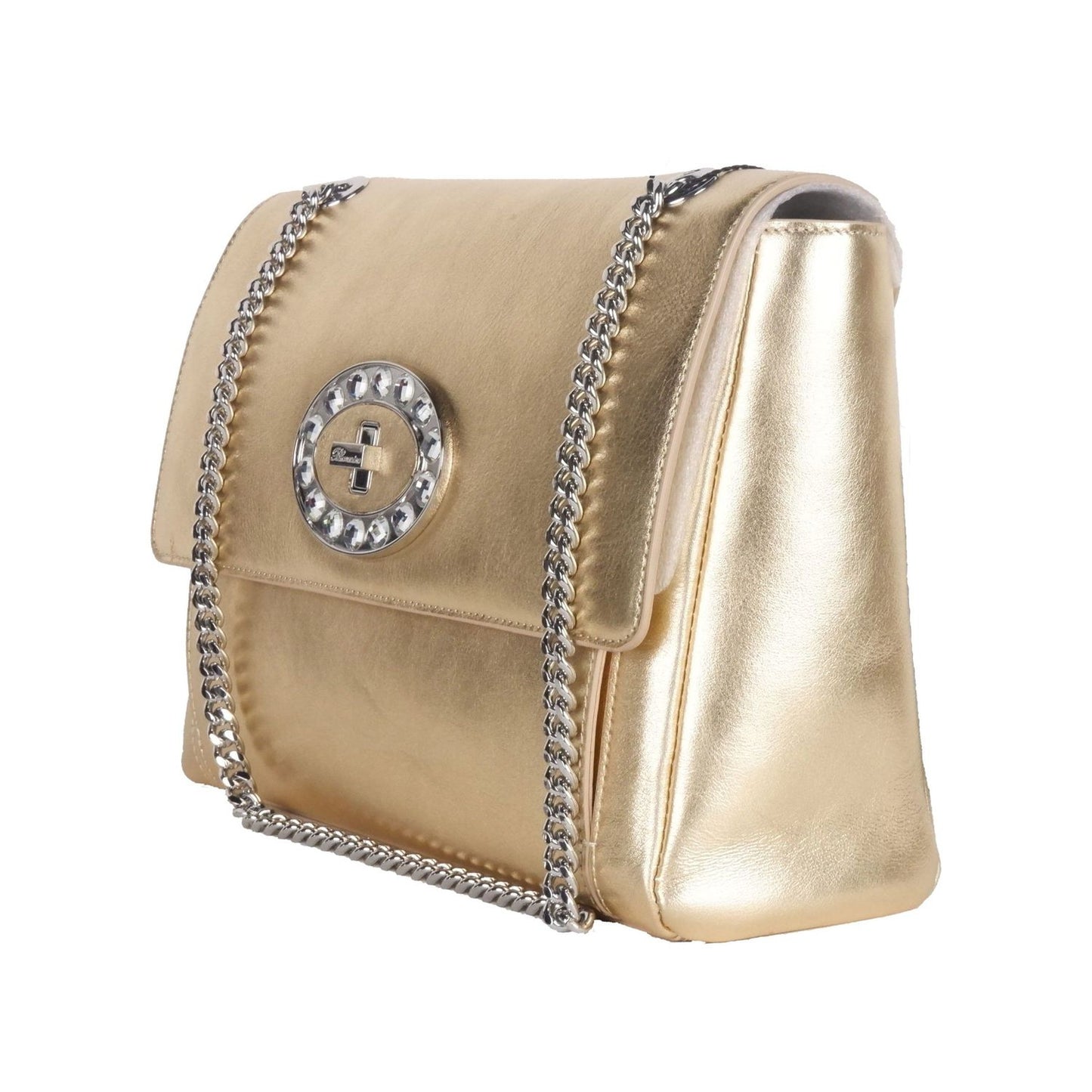 Blumarine Gold Leather Shoulder Women Bag Blumarine