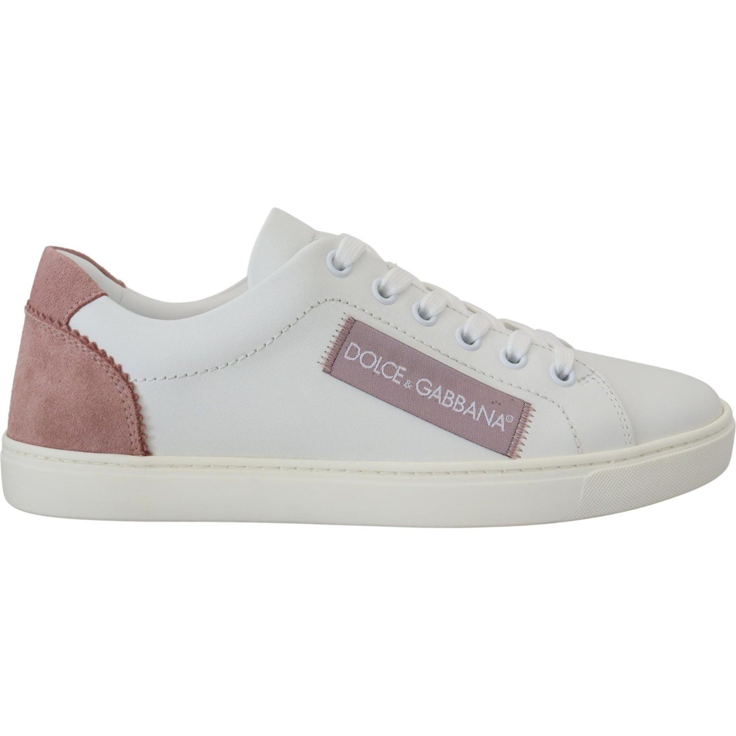 Dolce & Gabbana Chic White Pink Leather Low-Top Sneakers Dolce & Gabbana