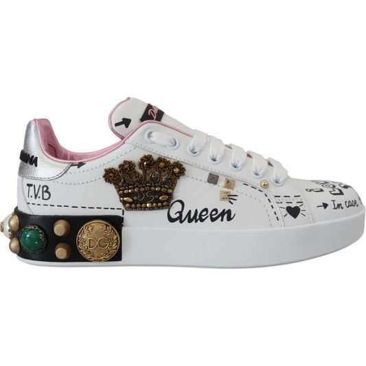 Dolce & Gabbana Queen Crown Chic Leather Sneakers Dolce & Gabbana