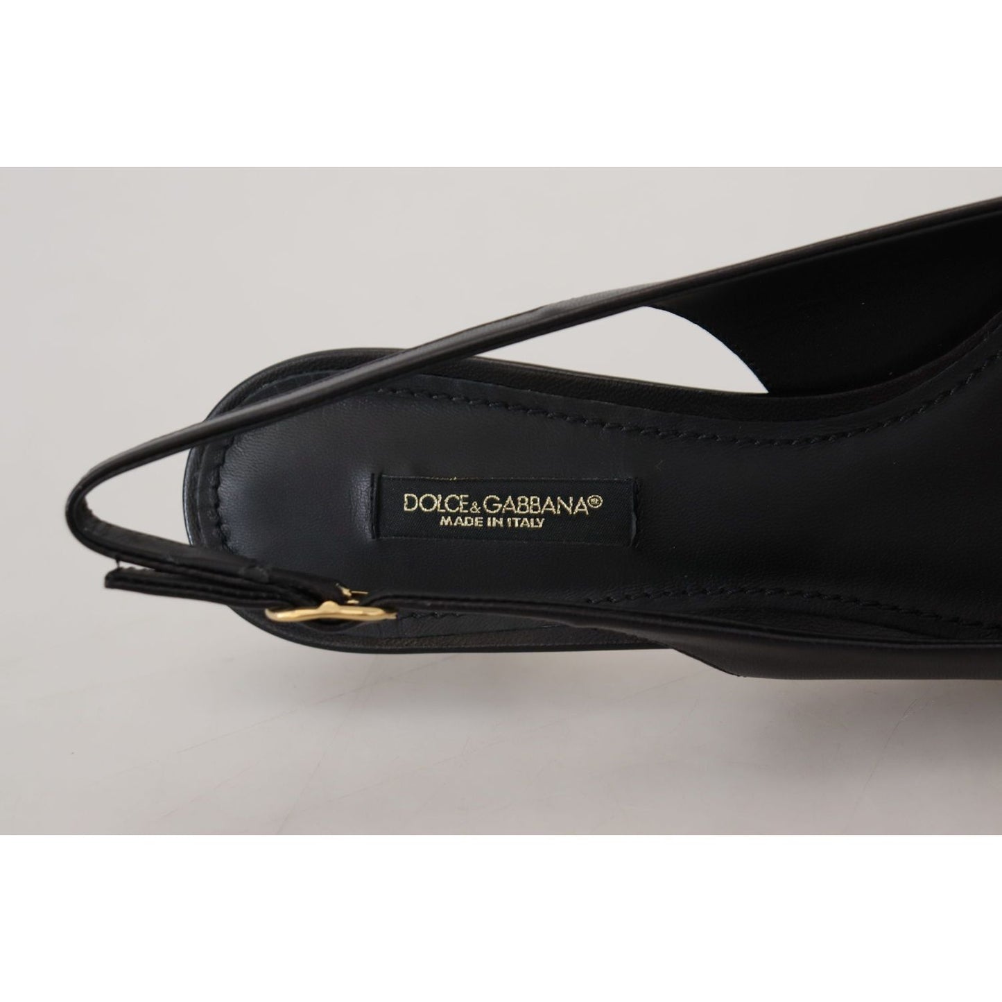 Dolce & Gabbana Elegant Black Leather Slingback Pumps Dolce & Gabbana