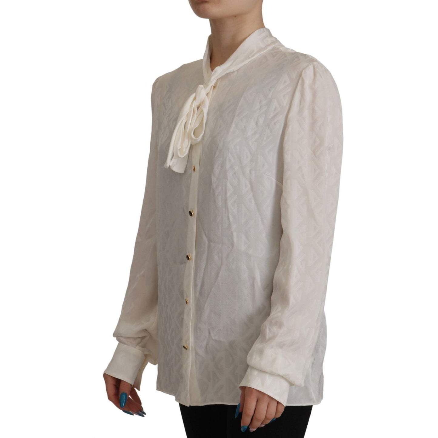 Dolce & Gabbana Elegant Silk Ascot Collar Blouse Dolce & Gabbana