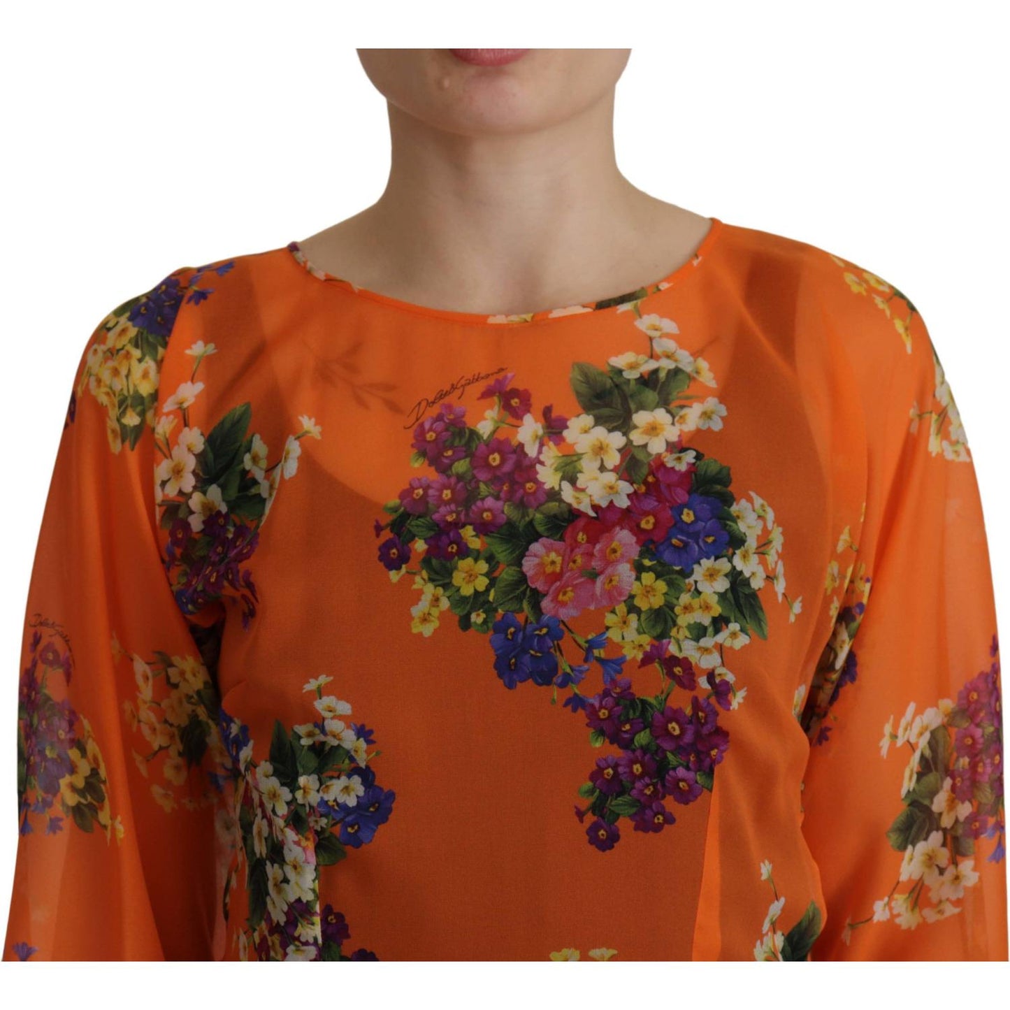 Dolce & Gabbana Elegant Floral Silk Blouse with Back Zipper Dolce & Gabbana