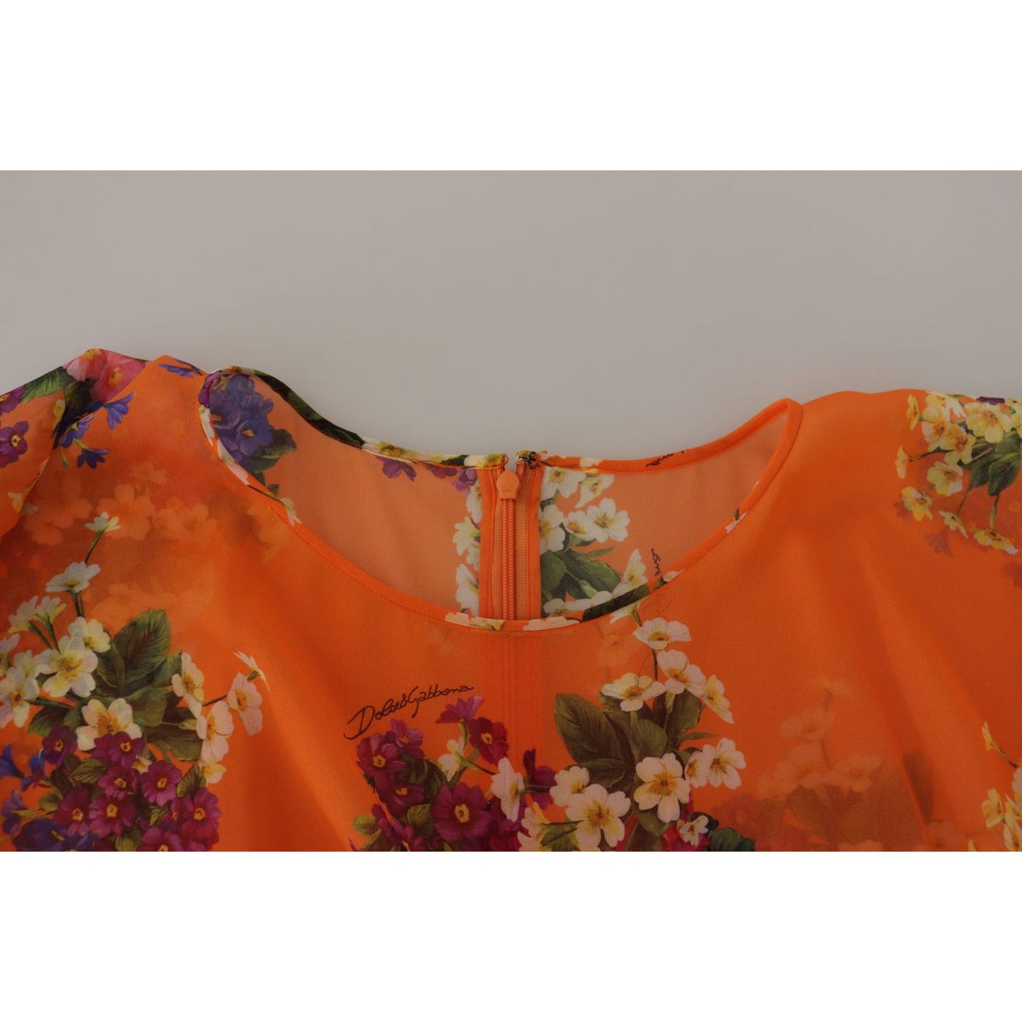 Dolce & Gabbana Orange Floral Print Long Sleeve Blouse