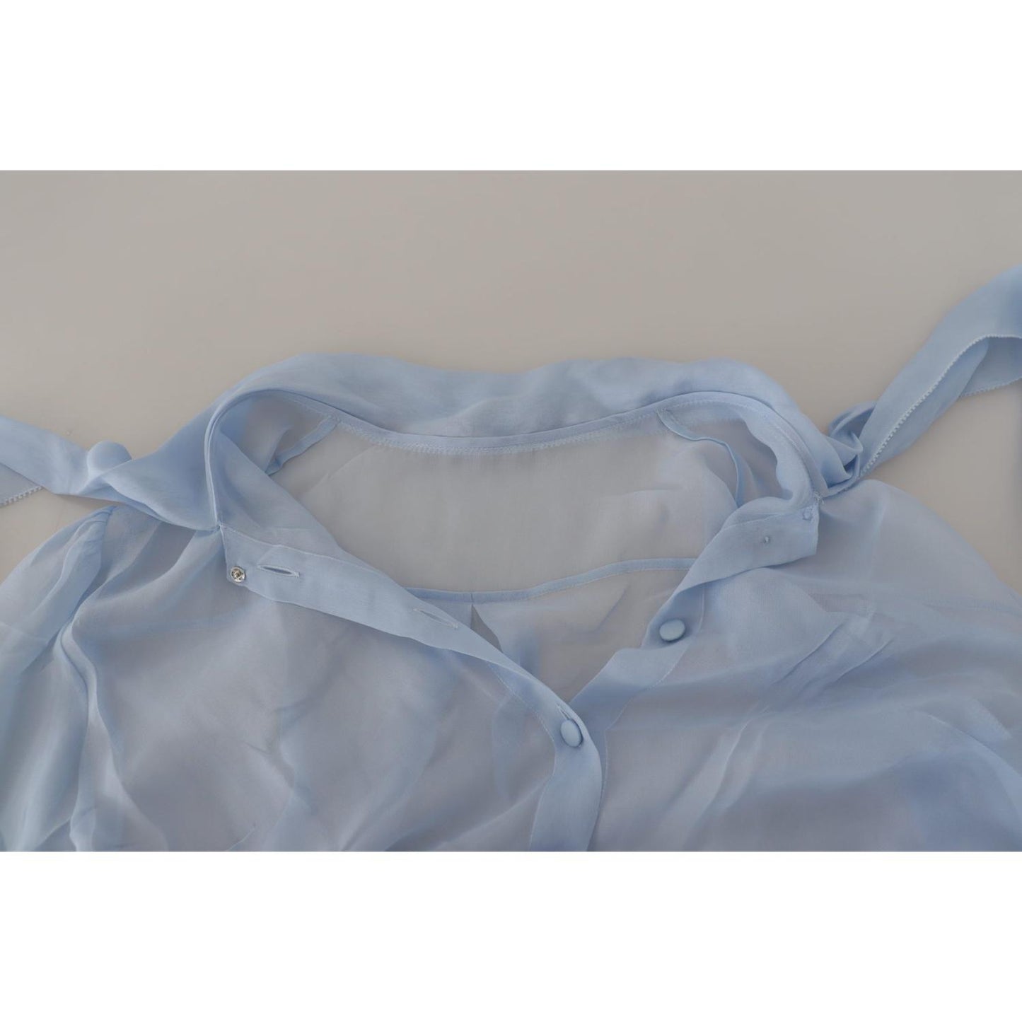 Dolce & Gabbana Elegant Silk Ascot Collar Blouse in Light Blue Dolce & Gabbana