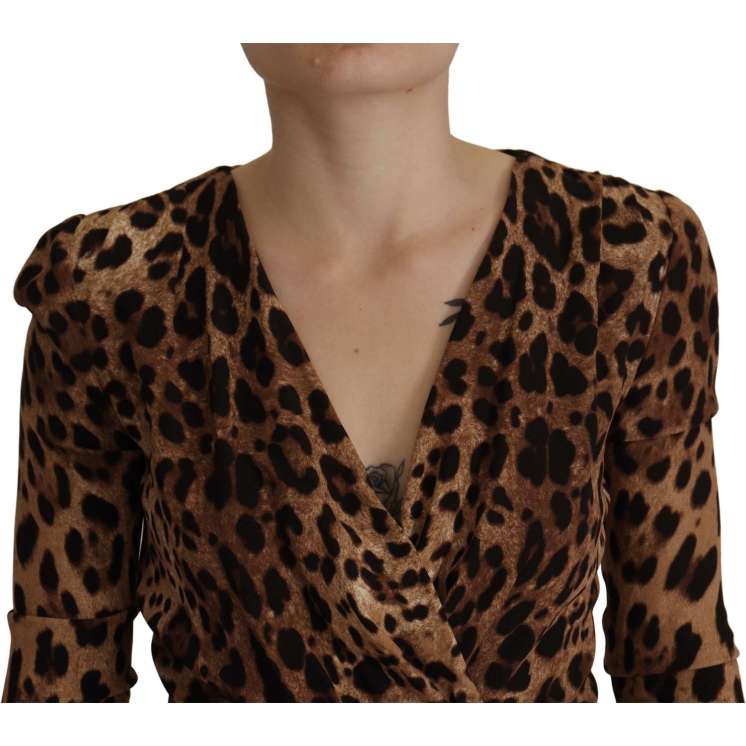 Dolce & Gabbana Brown Leopard Wrap A-line Maxi Viscose Dress
