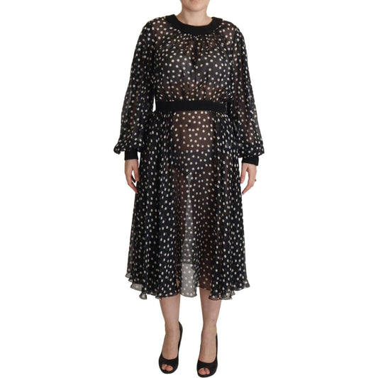 Dolce & Gabbana Elegant Polka Dot Silk Midi Dress