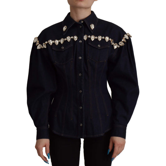 Dolce & Gabbana Elegant Crystal-Embellished Denim Jacket Dolce & Gabbana