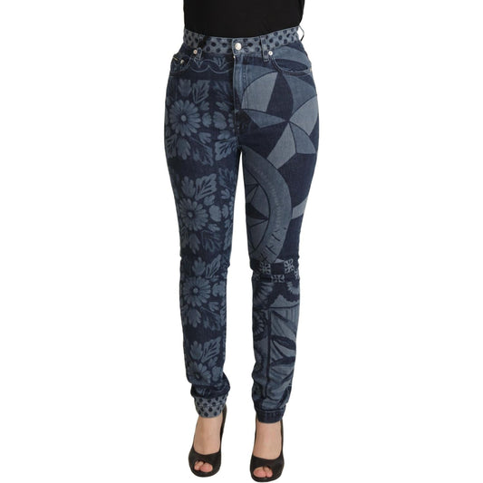 Dolce & Gabbana Elegant Floral High Waist Skinny Jeans Dolce & Gabbana