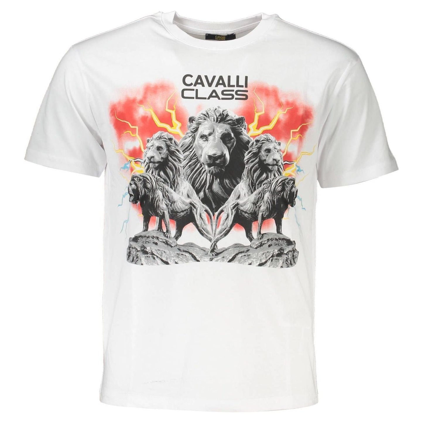 Cavalli Class White Cotton Men T-Shirt Cavalli Class