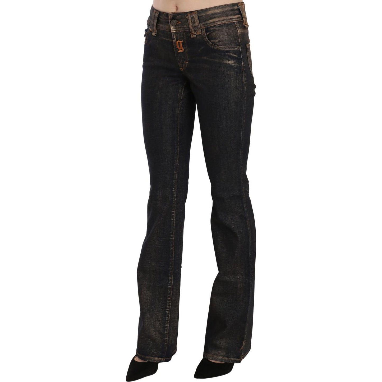 John Galliano Chic Flared Mid Waist Black Denim John Galliano