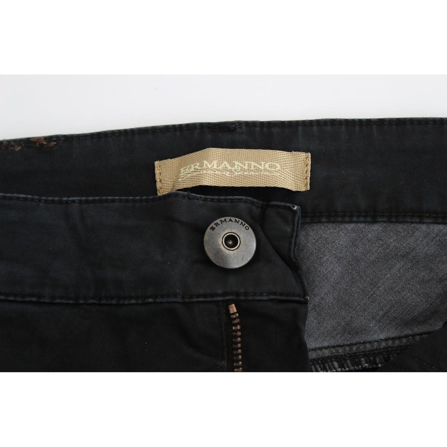 Ermanno Scervino Sleek Black Slim Leg Designer Jeans Ermanno Scervino