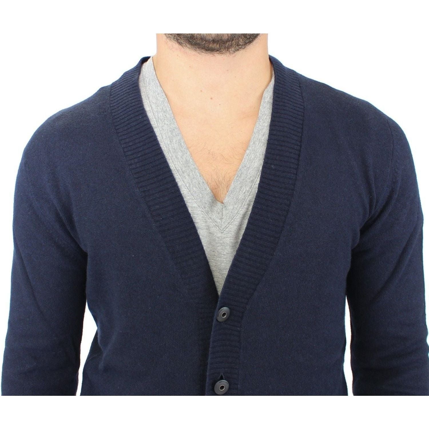 Ermanno Scervino Blue Wool Cashmere Cardigan Pullover Sweater
