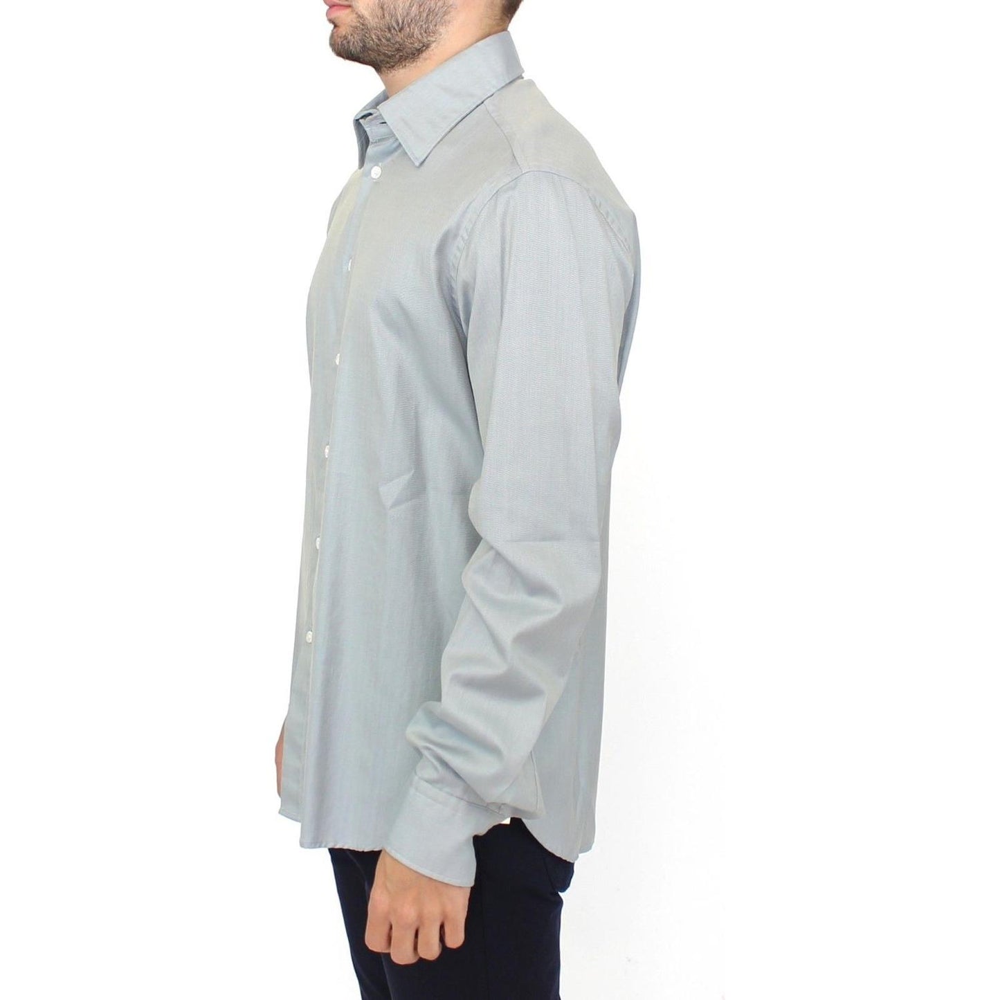 Ermanno Scervino Elegance Unleashed Gray Casual Button-Front Shirt Ermanno Scervino