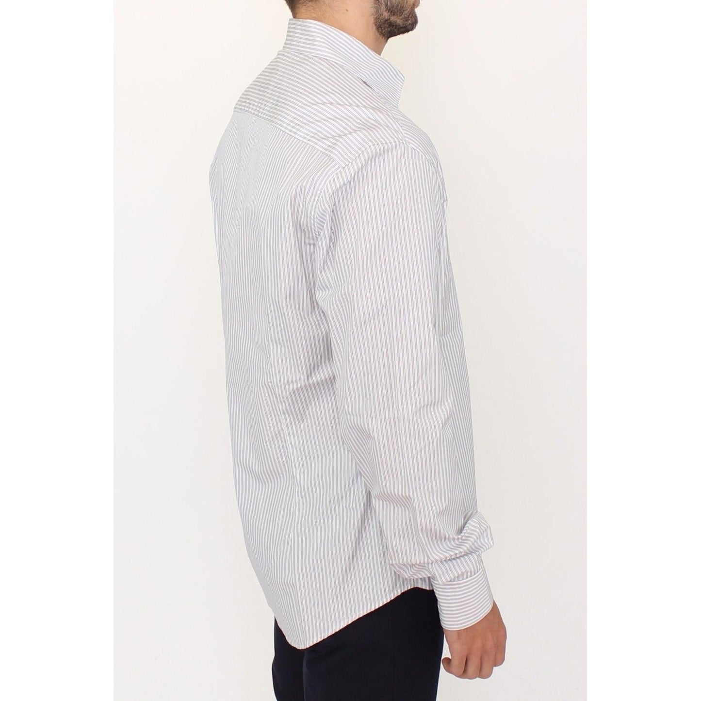 Ermanno Scervino Elegant White and Gray Striped Cotton Shirt Ermanno Scervino