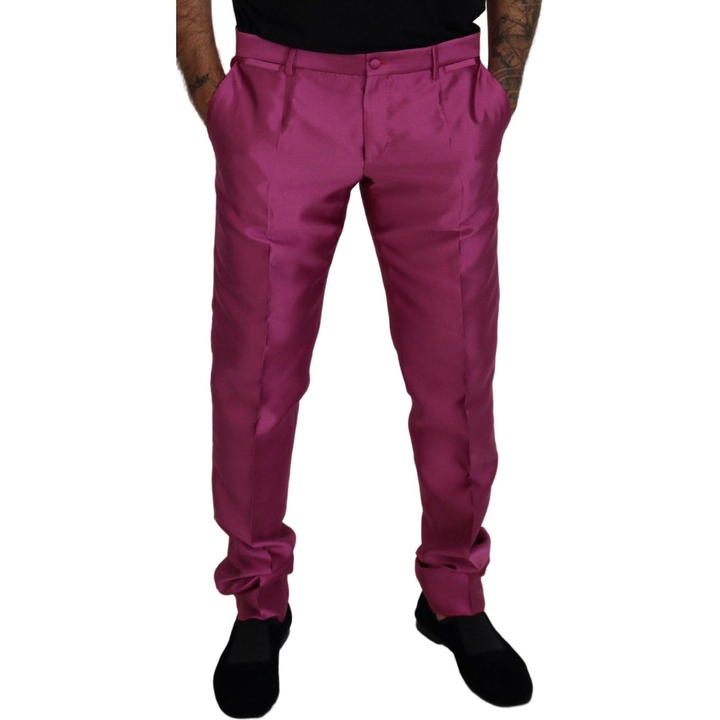 Dolce & Gabbana Elegant Slim Fit Formal Dress Pants in Pink Dolce & Gabbana