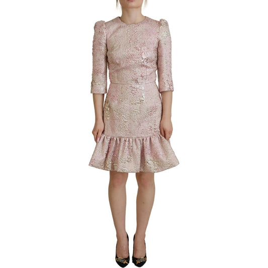 Dolce & Gabbana Elegant Pink Jacquard Midi Sheath Dress WOMAN DRESSES Dolce & Gabbana